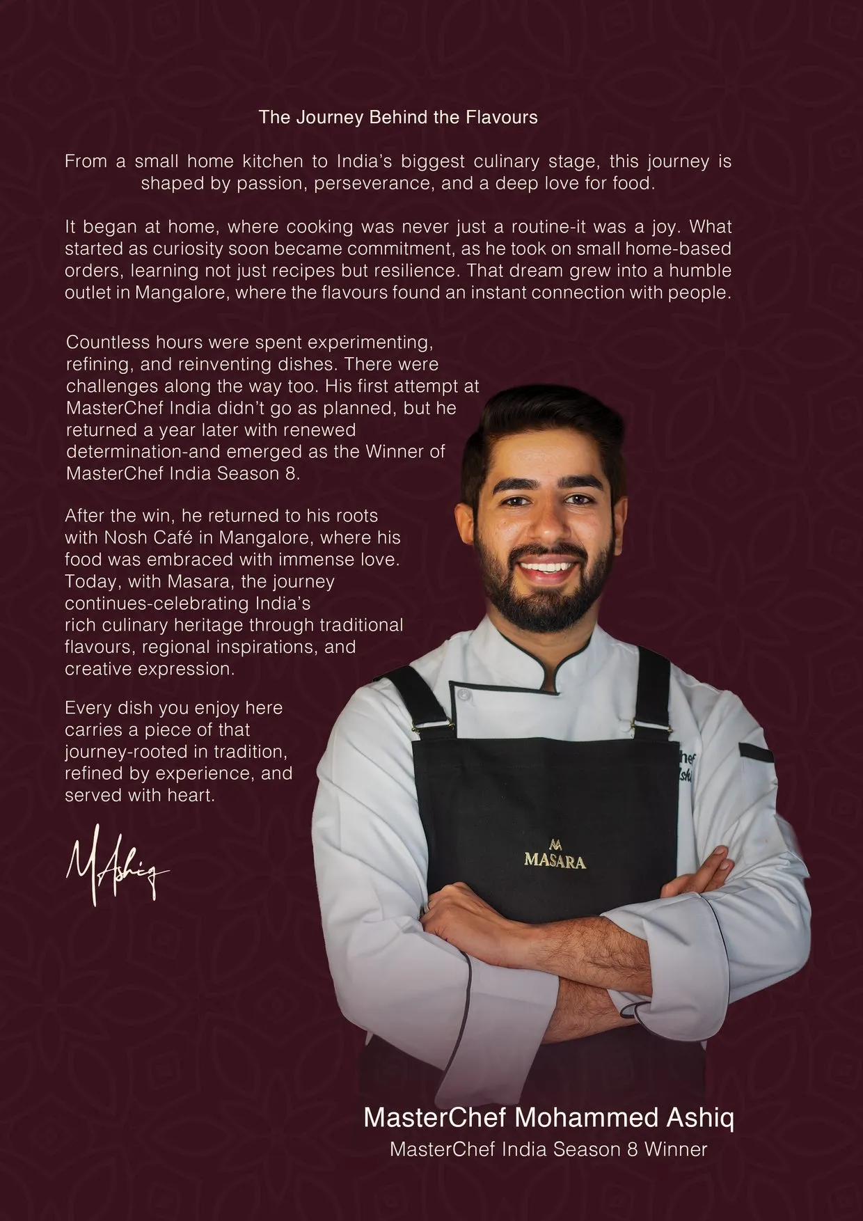 Masara menu: chef’s story