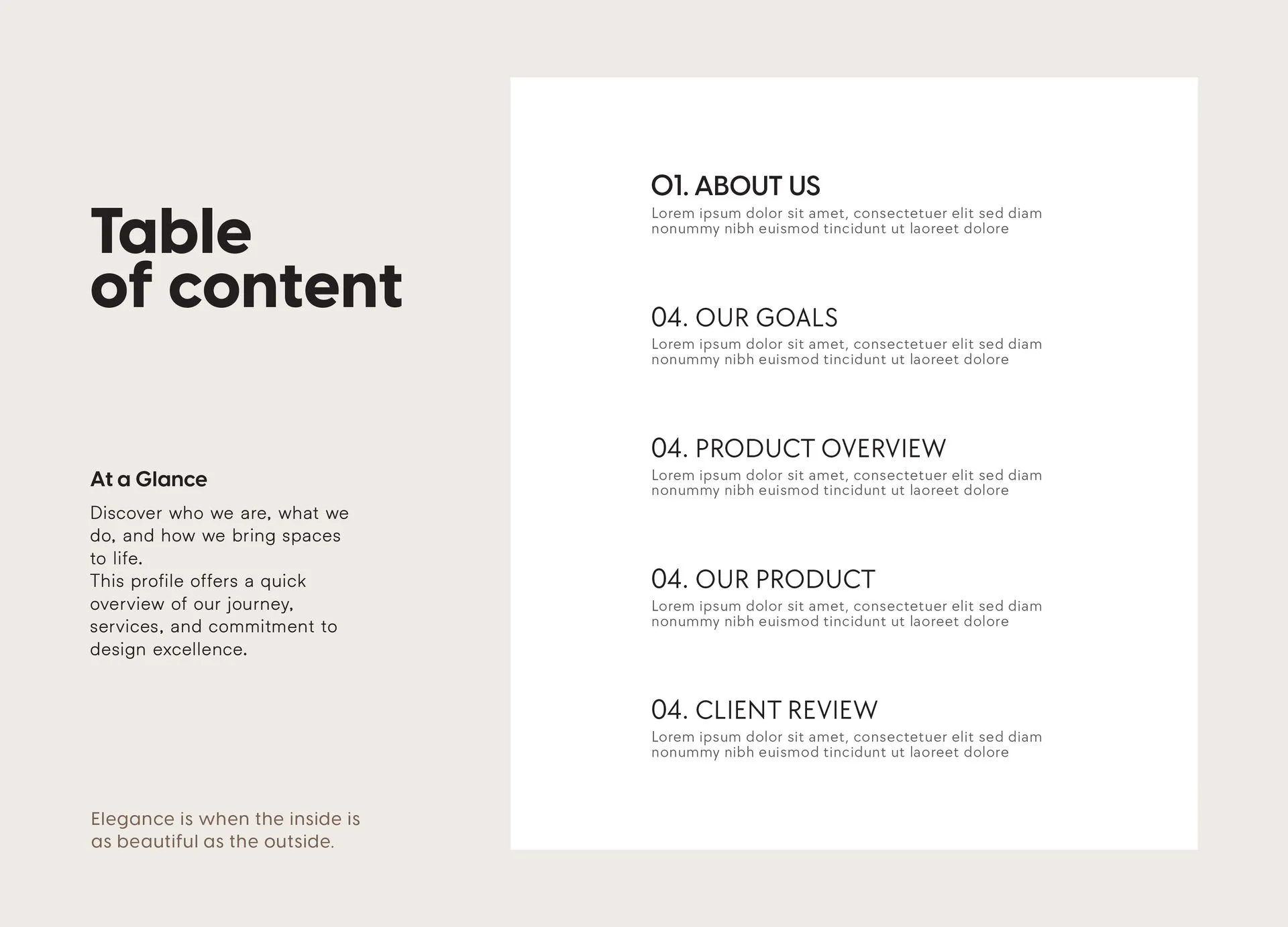 Lines & Curves company profile: table of contents