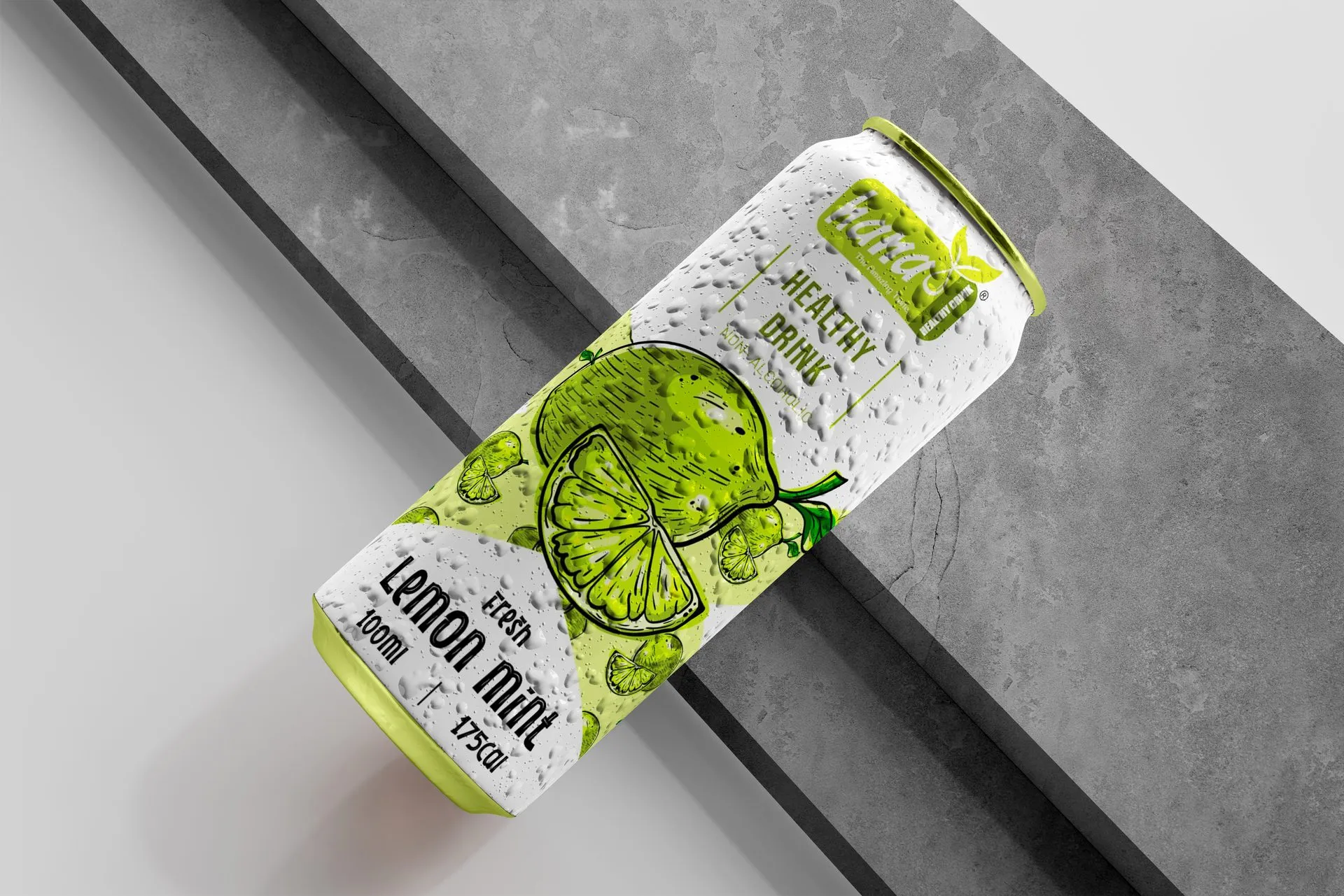 Hana lemon mint can on concrete