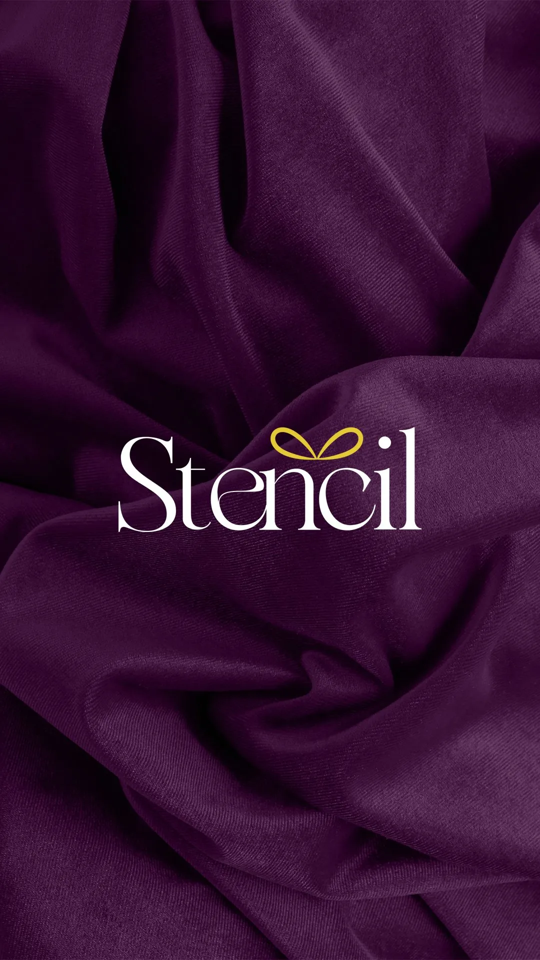 Stencil logo on plum velvet