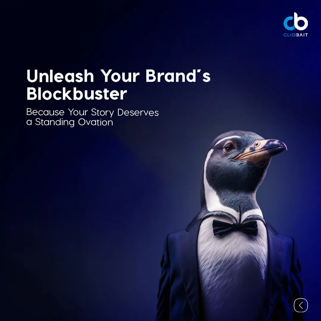 CliqBait post with a penguin in a tuxedo