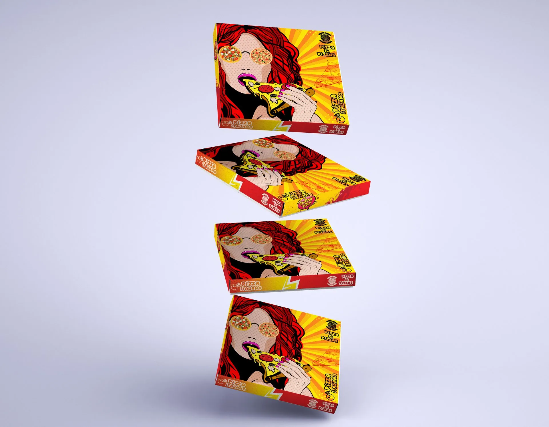 Floating Pizza & Pizzas boxes