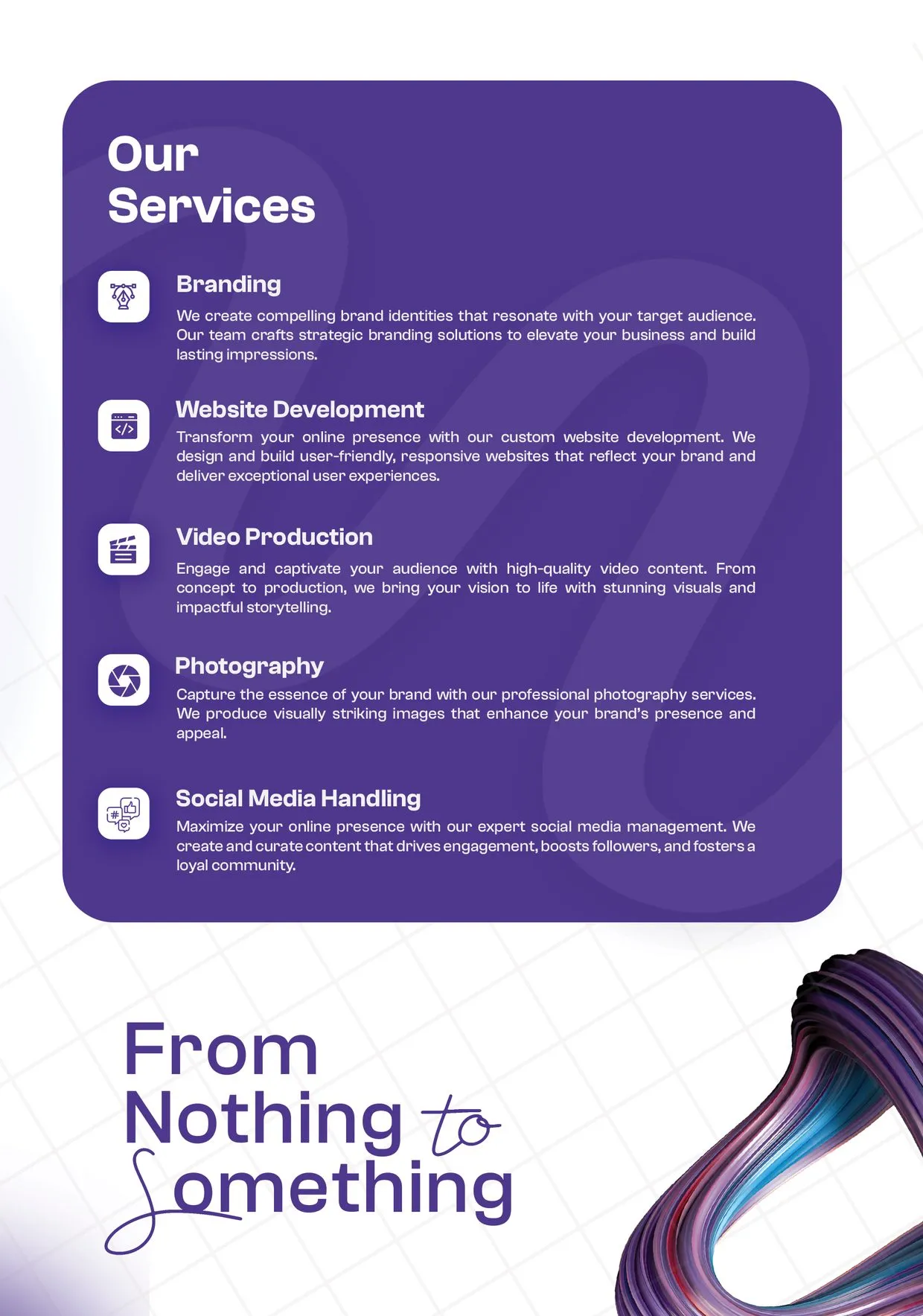 Zero Agency brochure inside: services