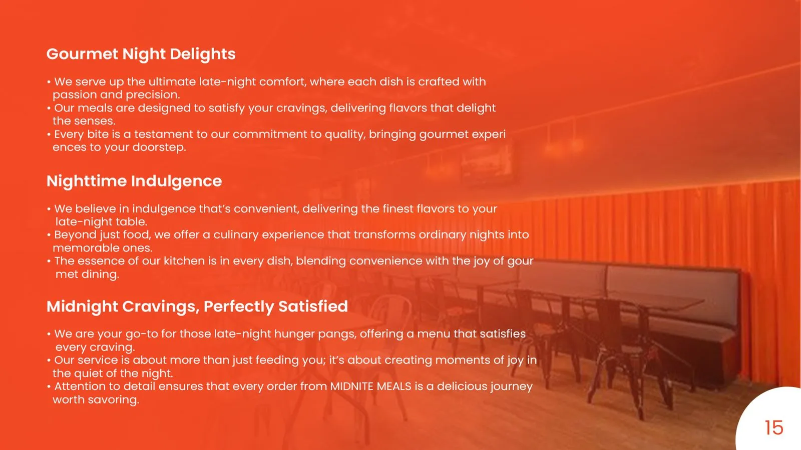 Midnite Meals brand book: brand values