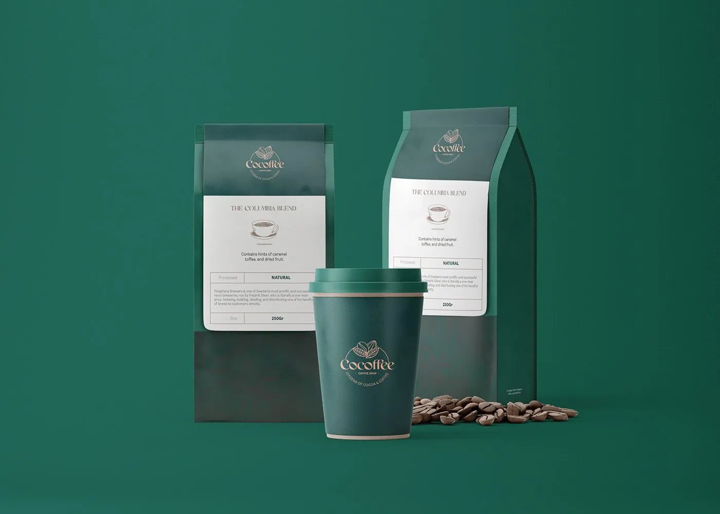 Cocoffee coffee bags and cup