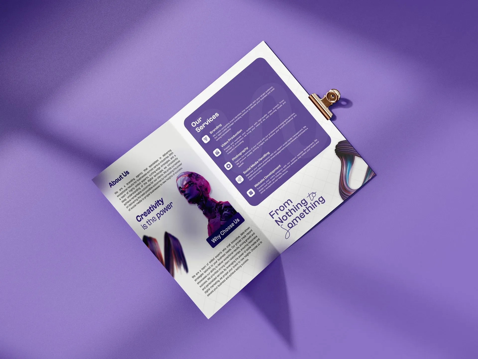Zero Agency brochure mockup, outside