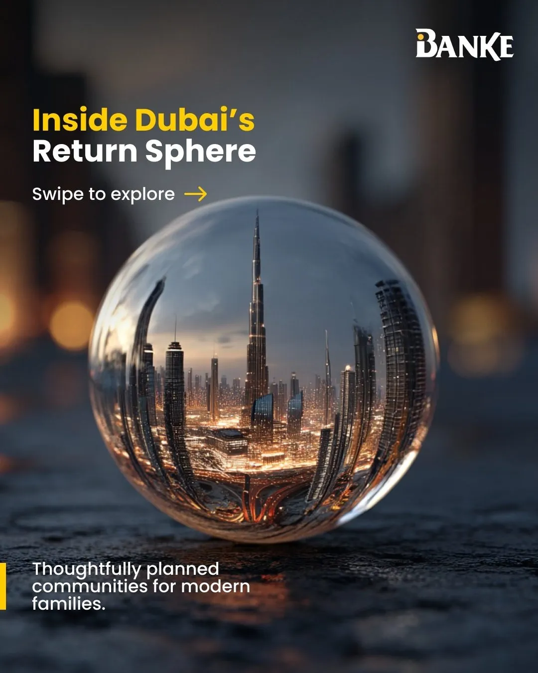 Banke Instagram post: Inside Dubai’s Return Sphere, cover slide