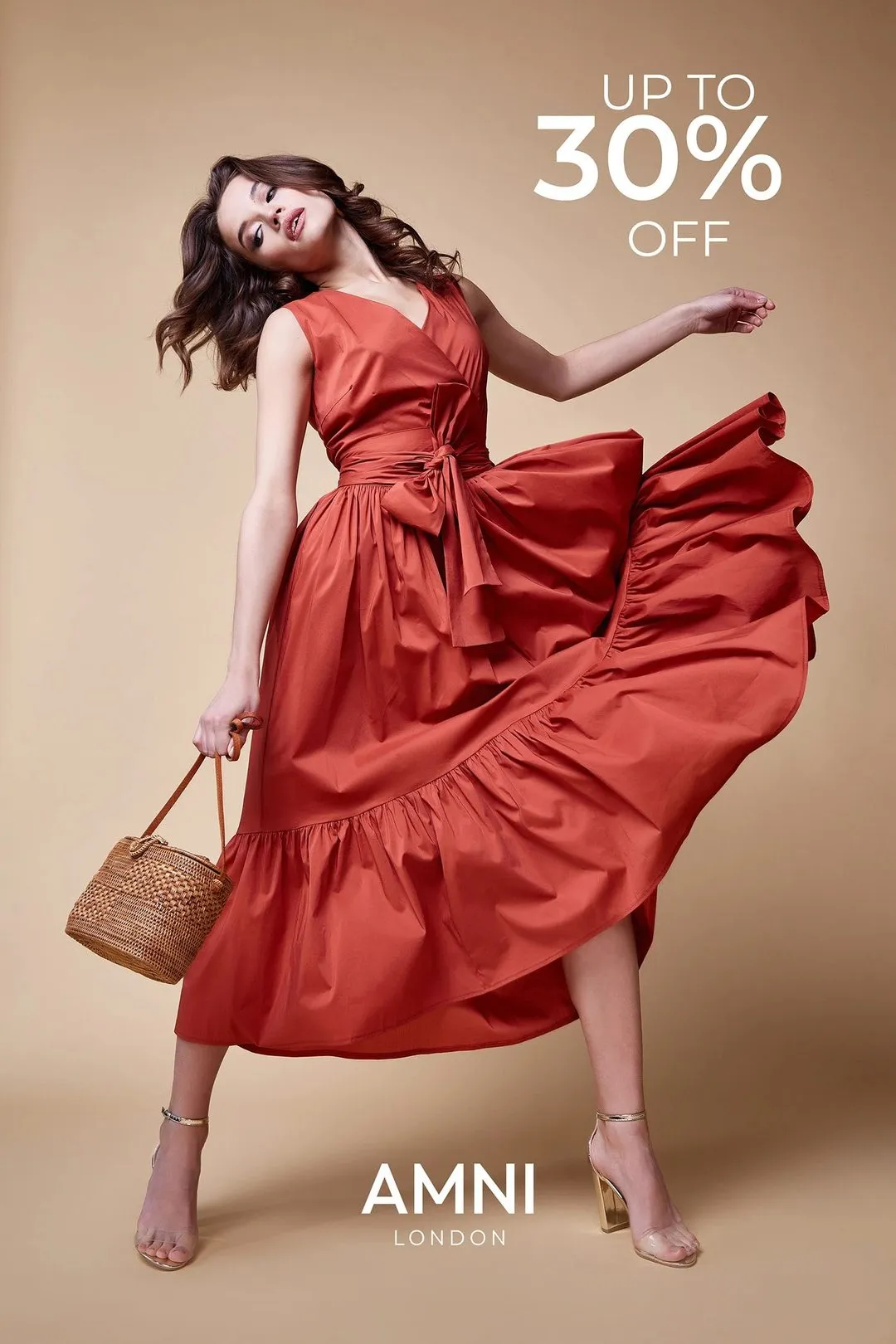 Sale post with up to 30% off, red dress