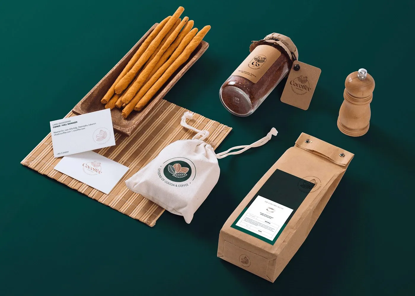 Cocoffee packaging flat lay