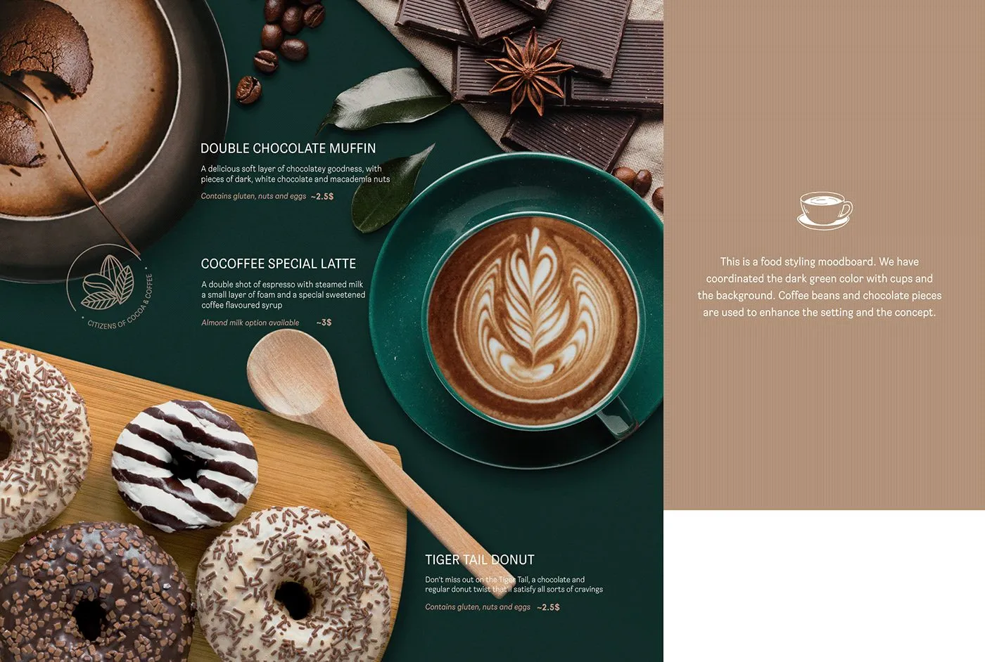 Cocoffee menu flat lay