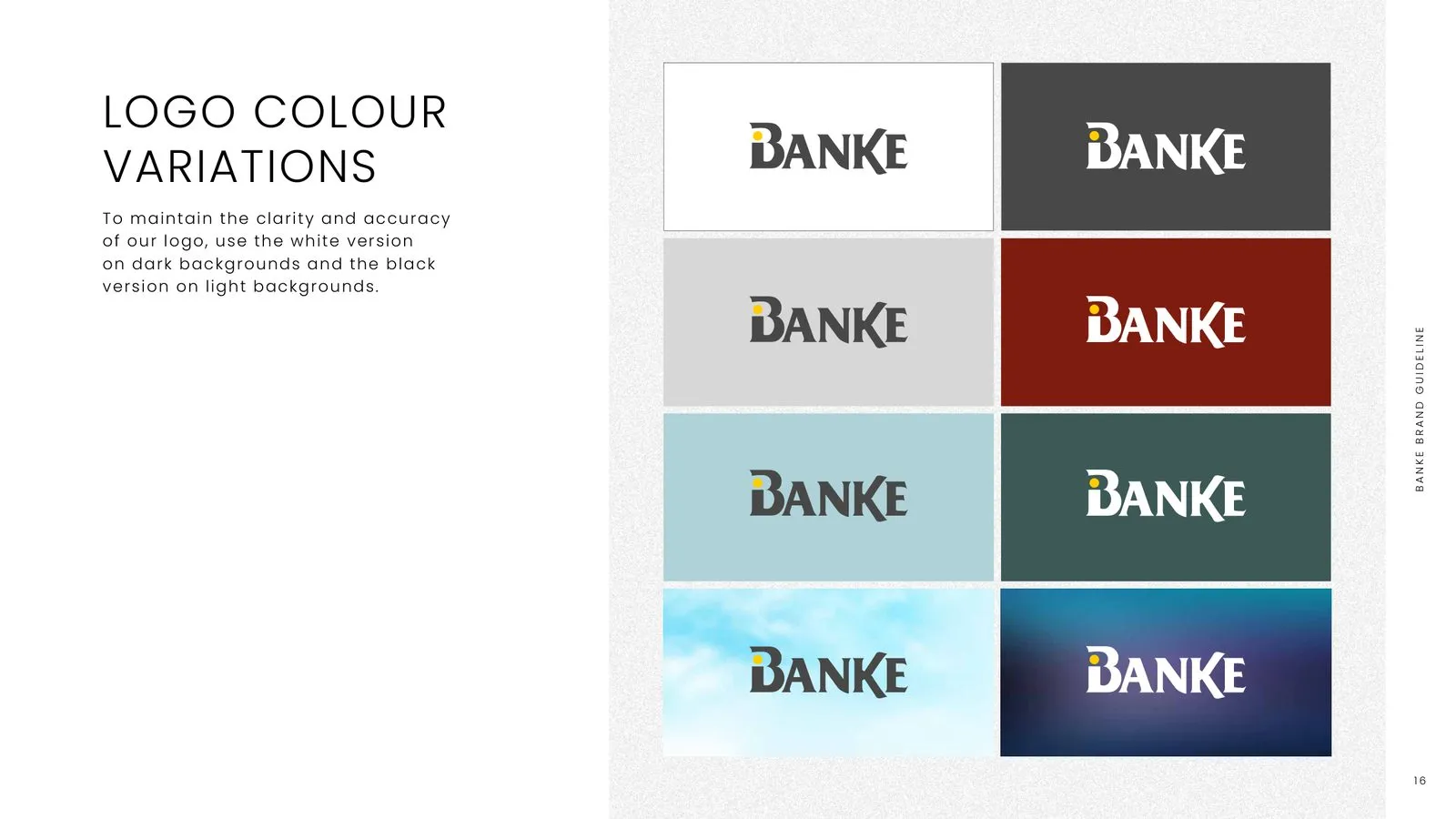 Banke brand guidelines: logo colour variations
