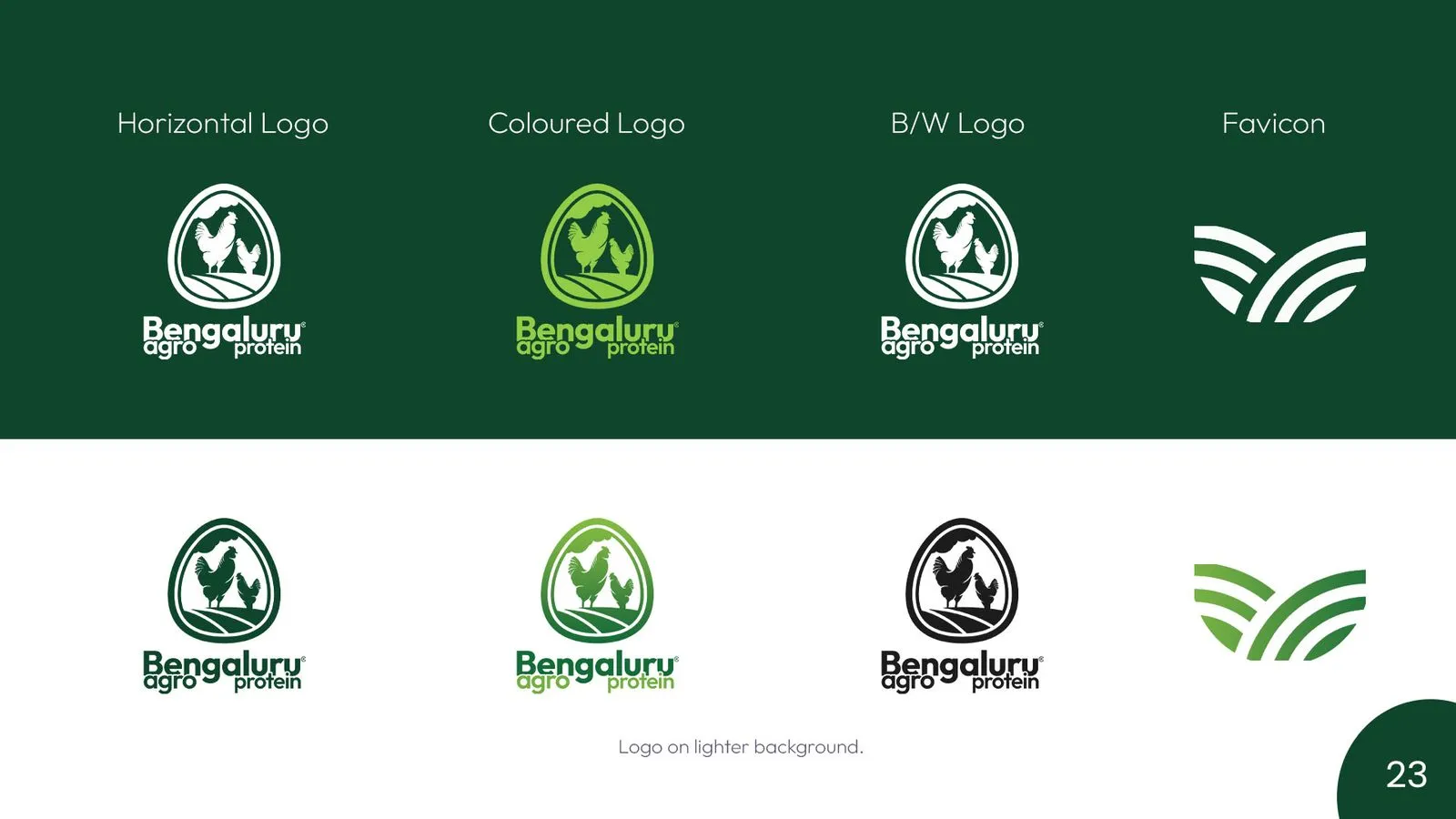 Bengaluru Agro Proteins brand book: logo variations