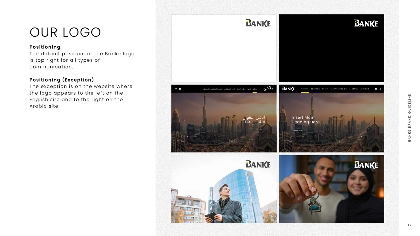 Banke brand guidelines: logo positioning