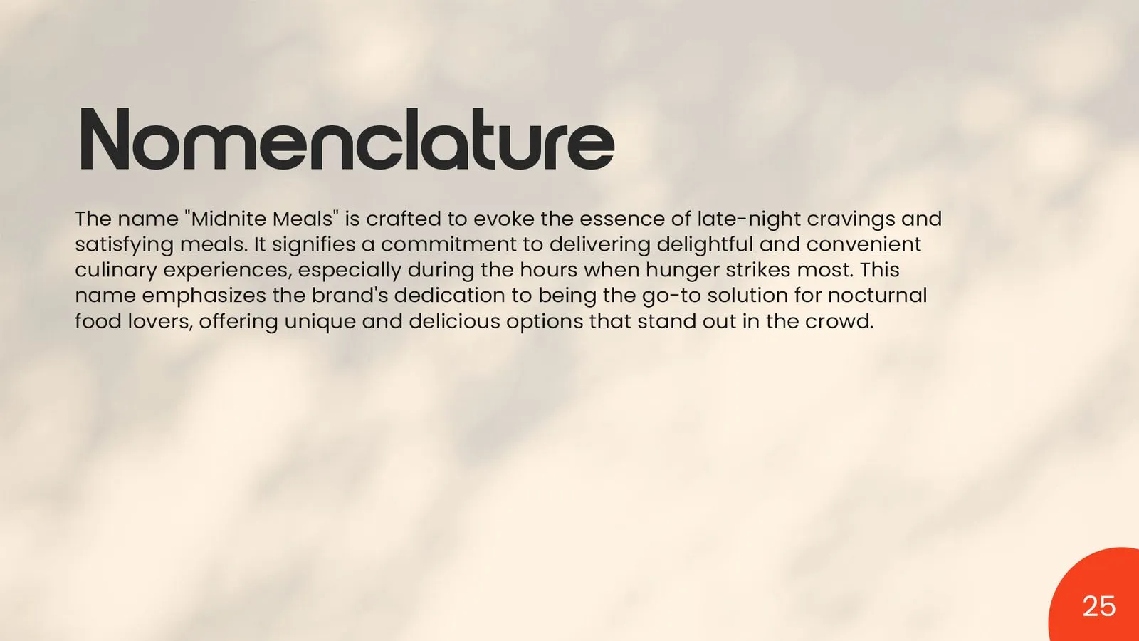 Midnite Meals brand book: nomenclature