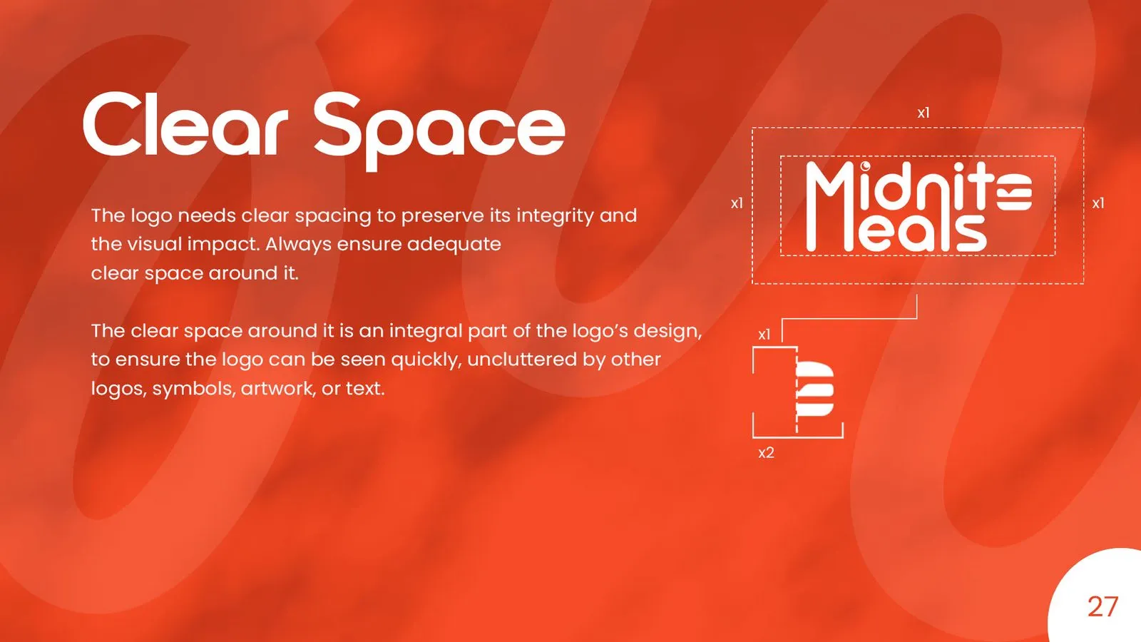 Midnite Meals brand book: clear space