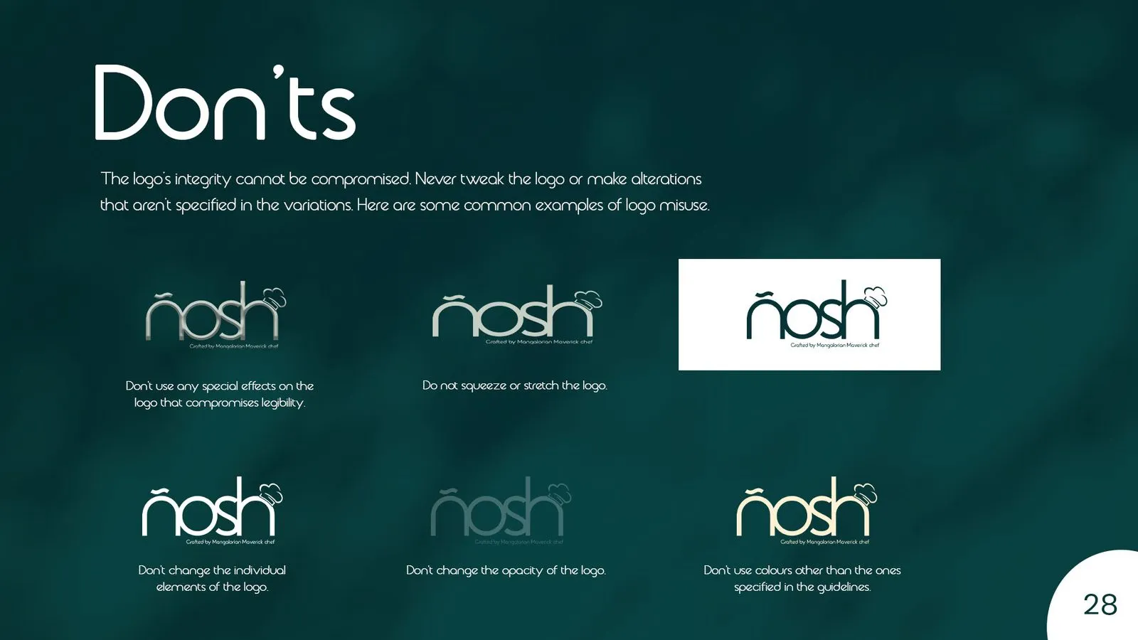 Nosh brand book: logo misuse