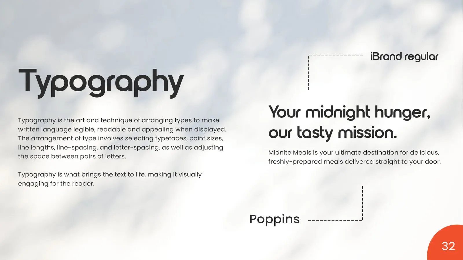 Midnite Meals brand book: typography