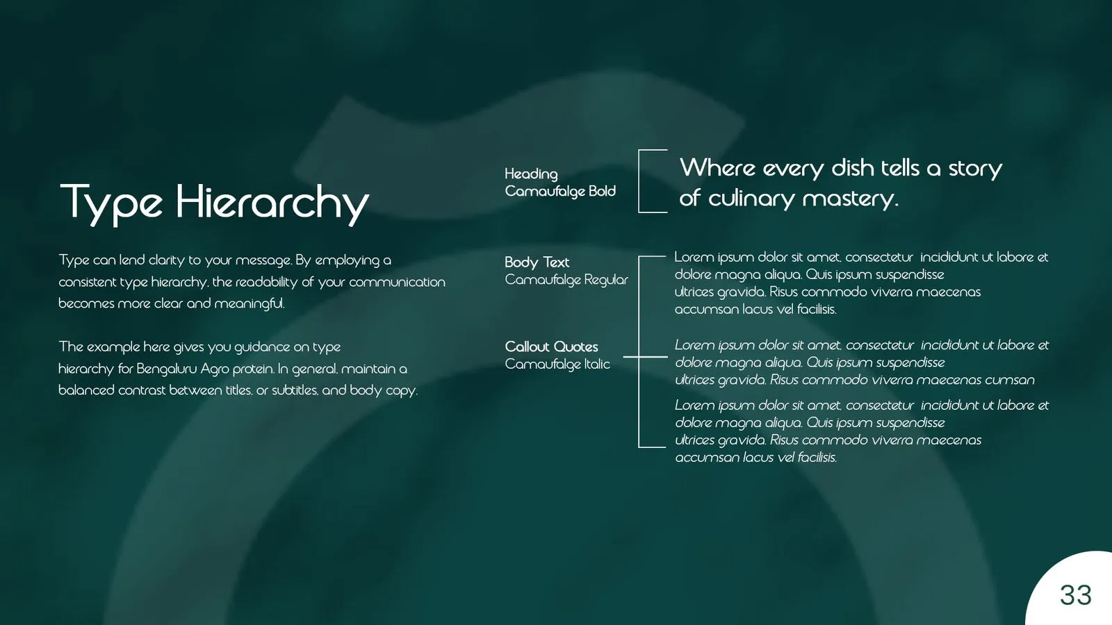 Nosh brand book: type hierarchy