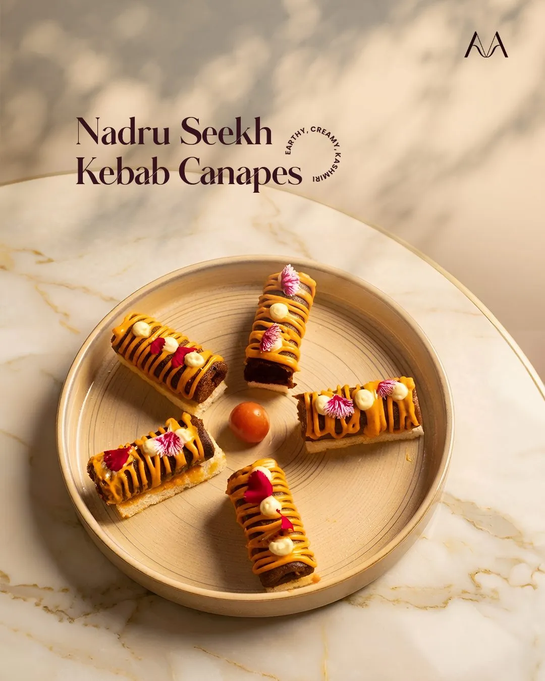 Masara social media post: nadru seekh kebab canapes