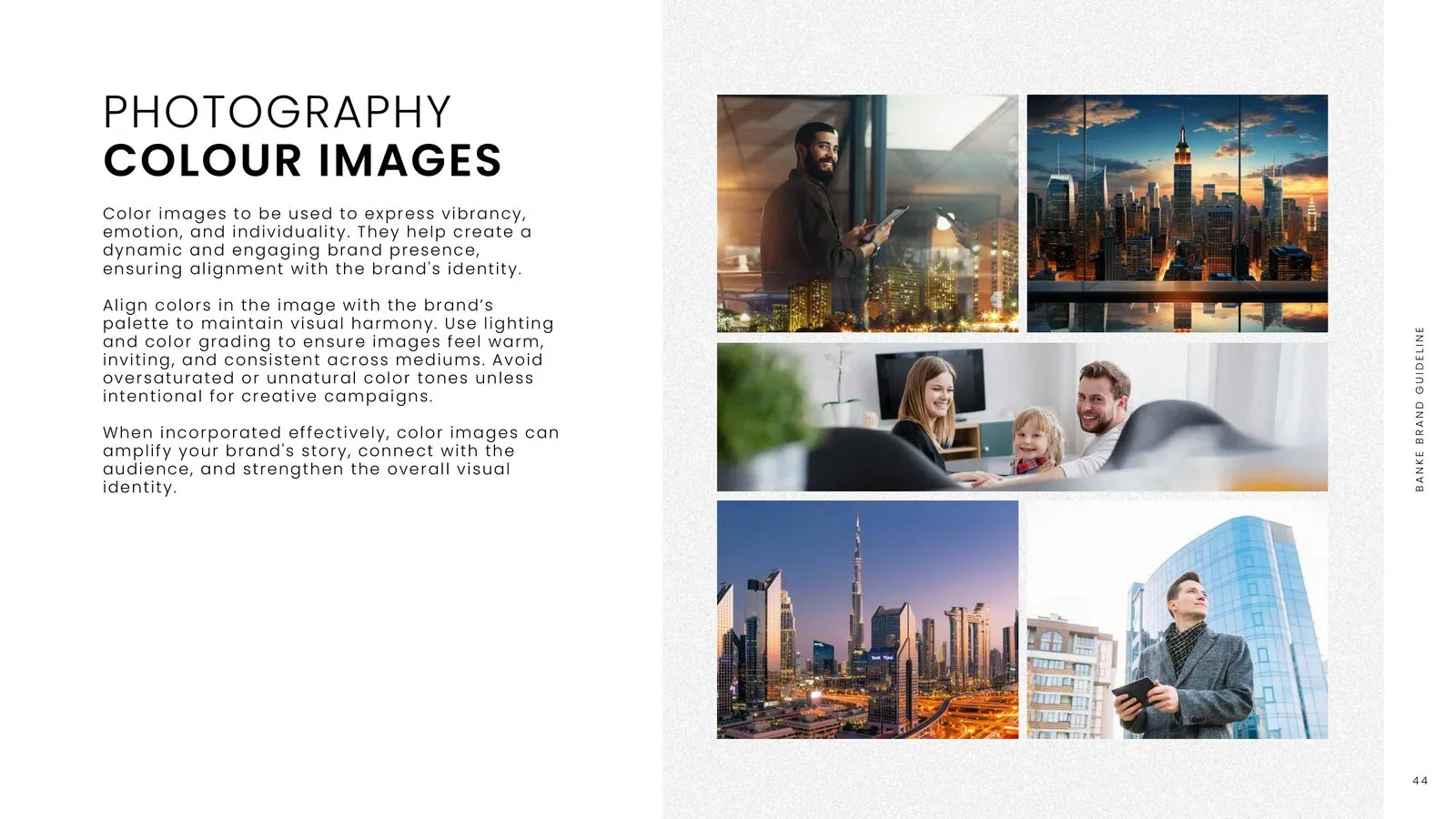 Banke brand guidelines: colour photography
