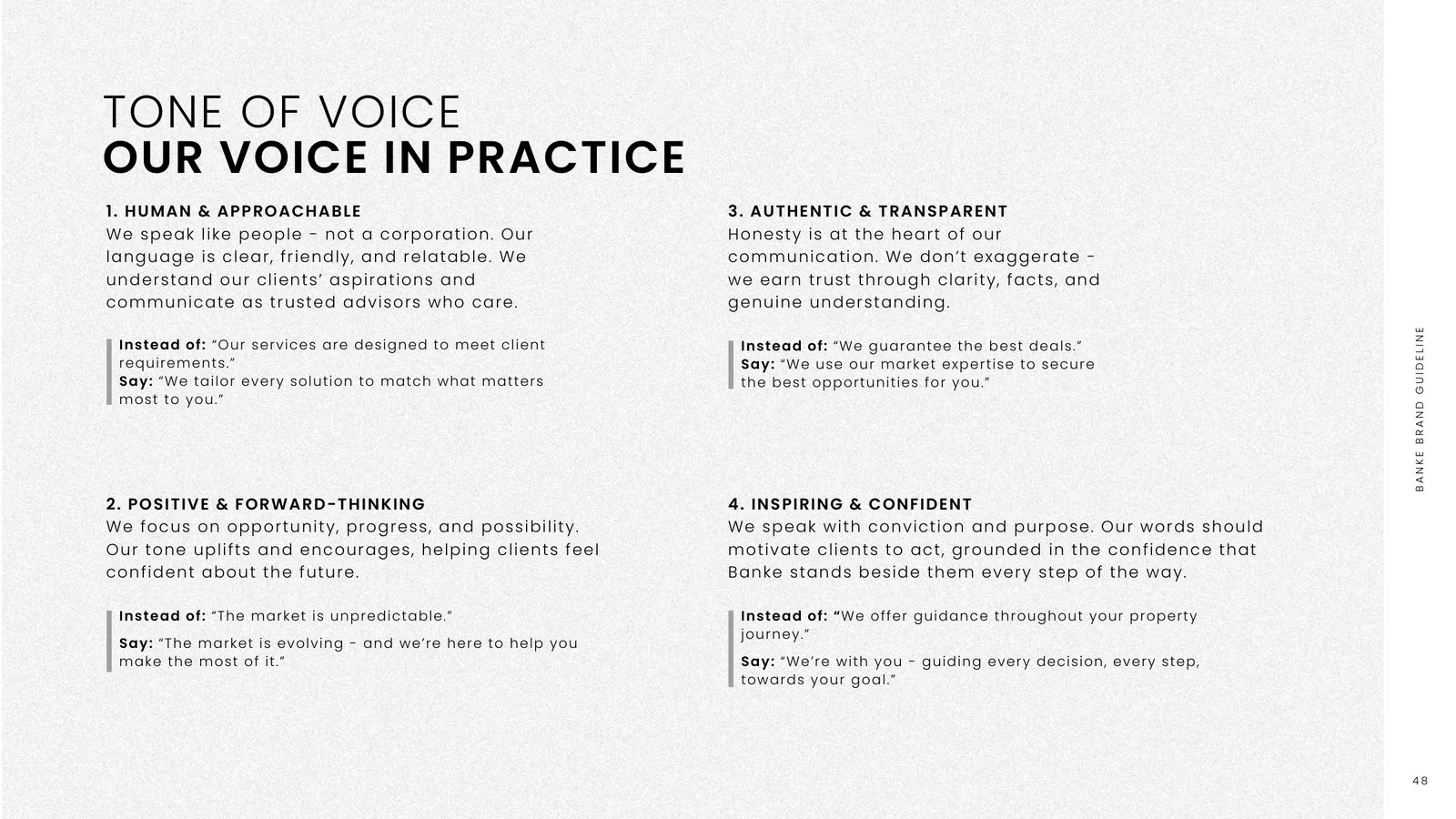 Banke brand guidelines: tone of voice in practice