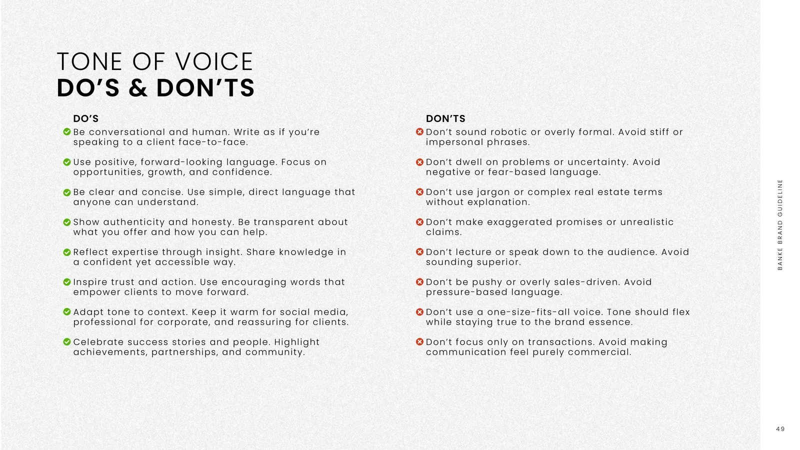 Banke brand guidelines: tone of voice do’s and don’ts