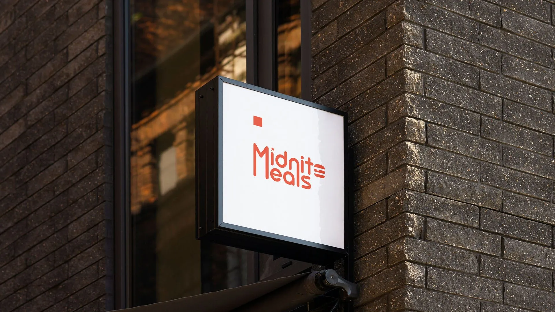 Midnite Meals lightbox wall sign