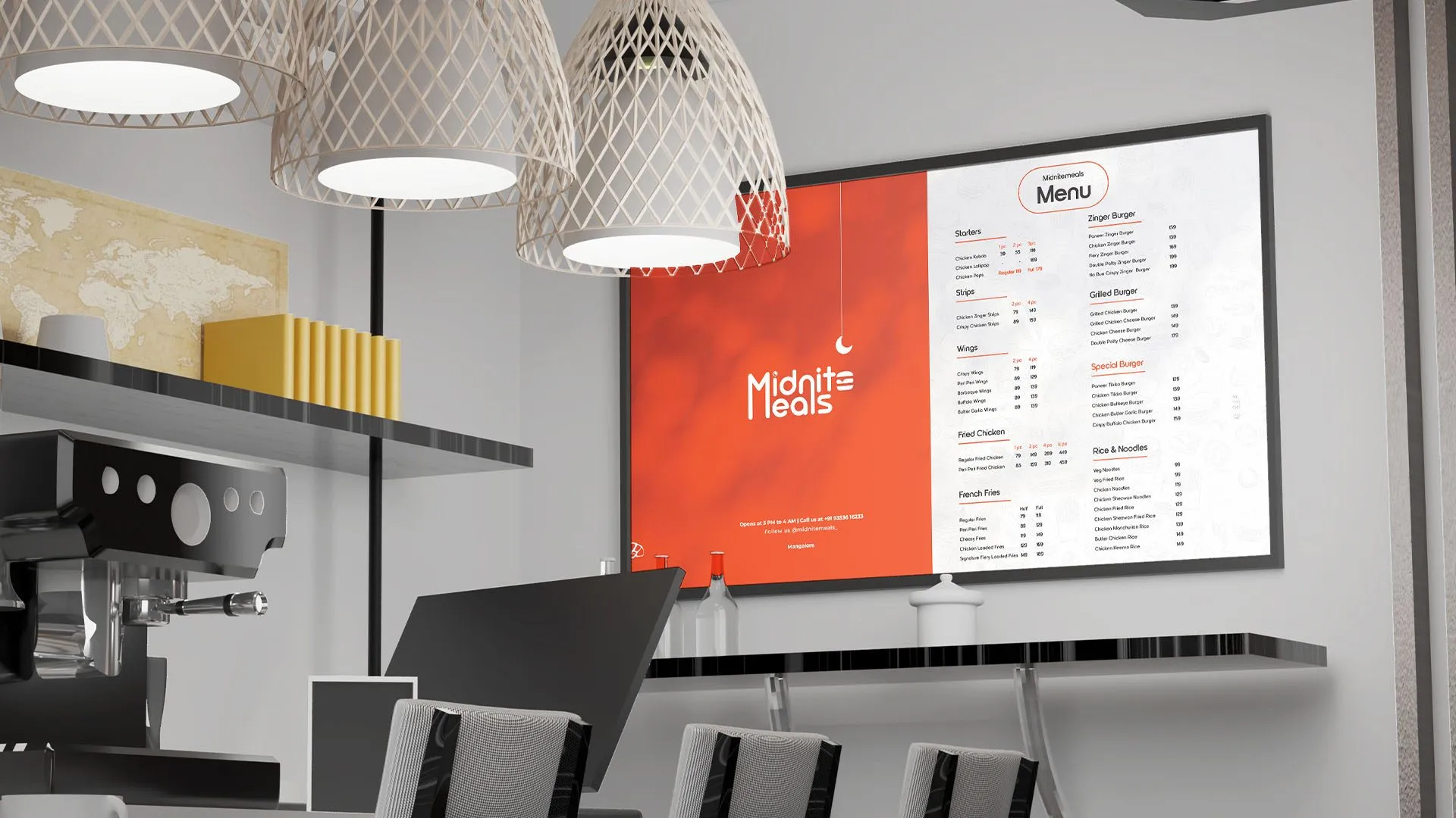 Midnite Meals digital menu board