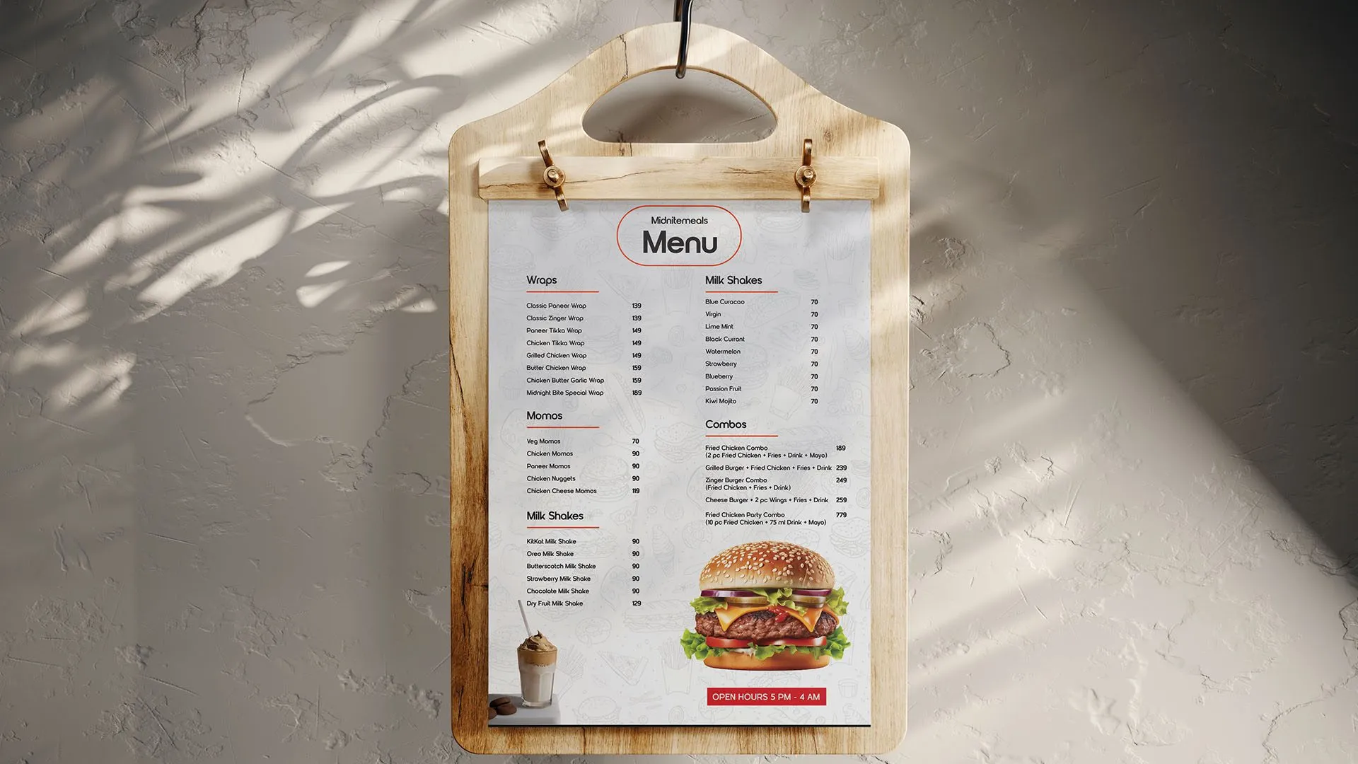 Midnite Meals clipboard menu