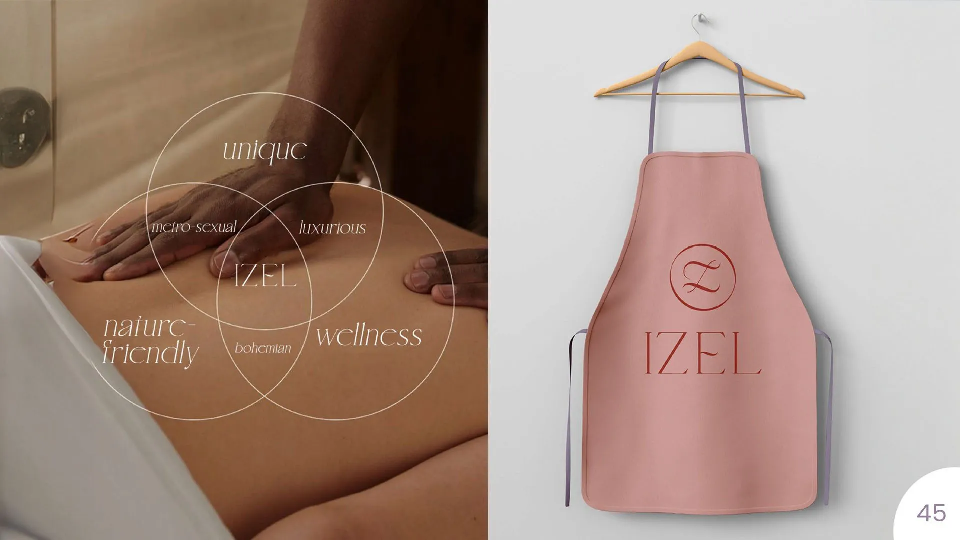 Izel brand values imagery and apron
