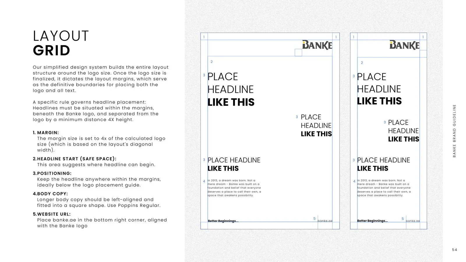 Banke brand guidelines: layout grid