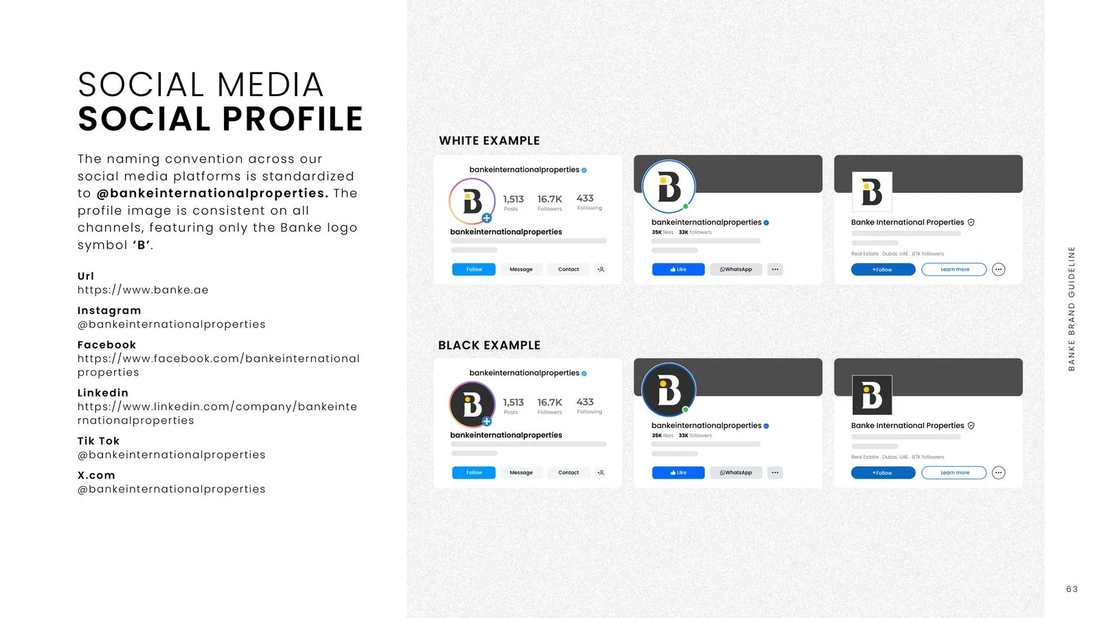 Banke brand guidelines: social media profile