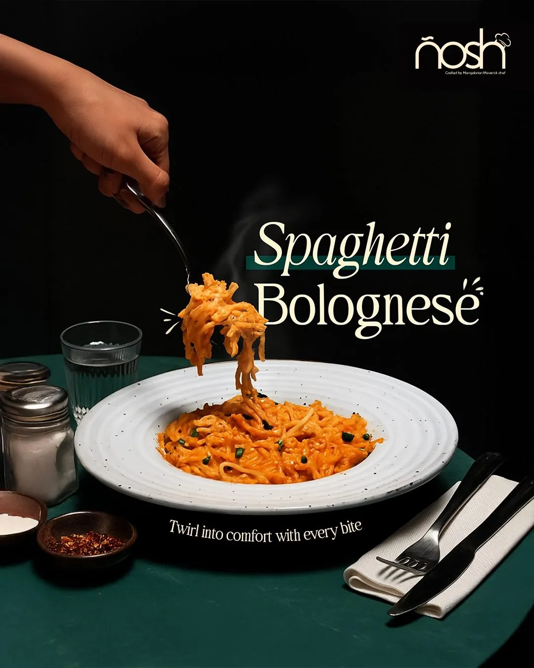 Nosh social media post: spaghetti bolognese