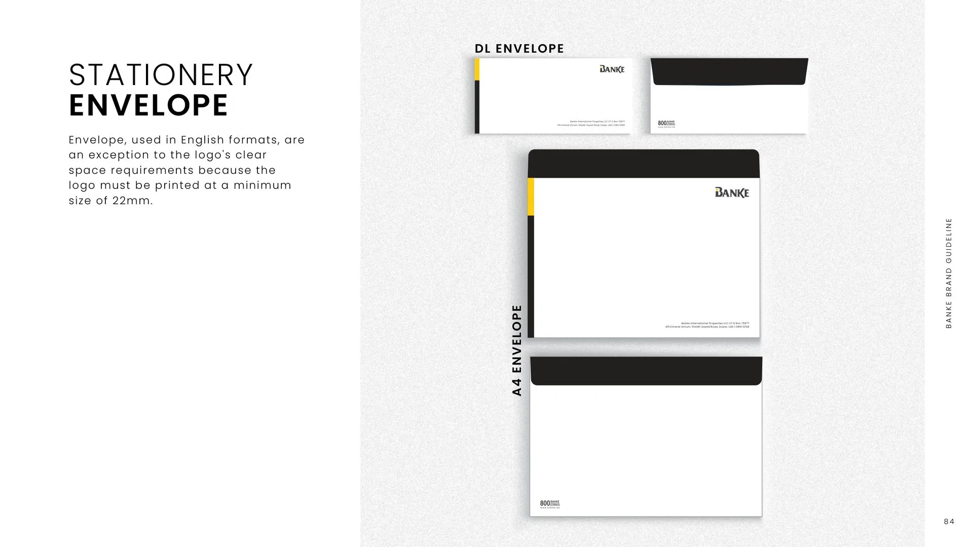 Banke brand guidelines: envelope