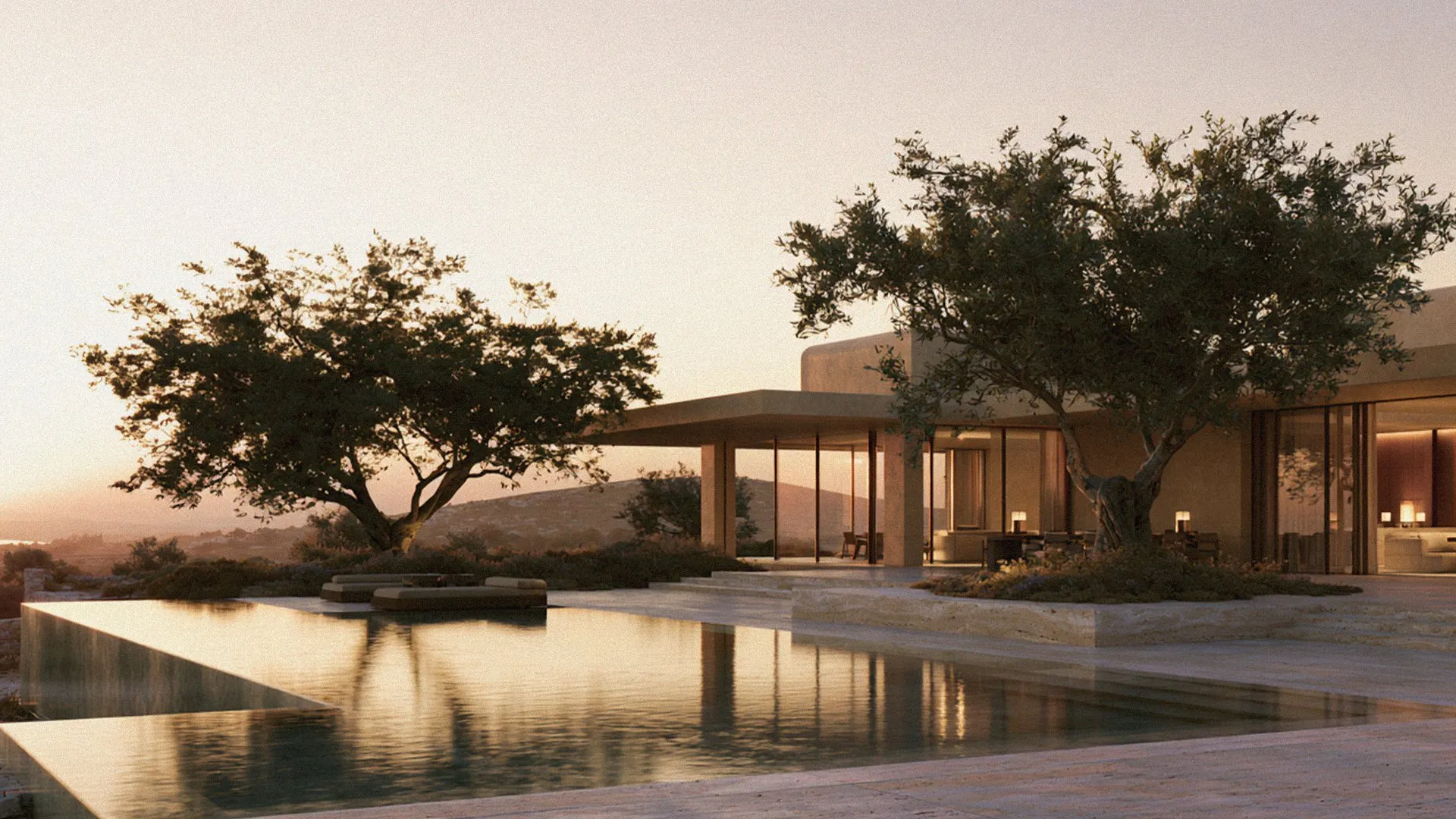 Linea Vista villa at sunset