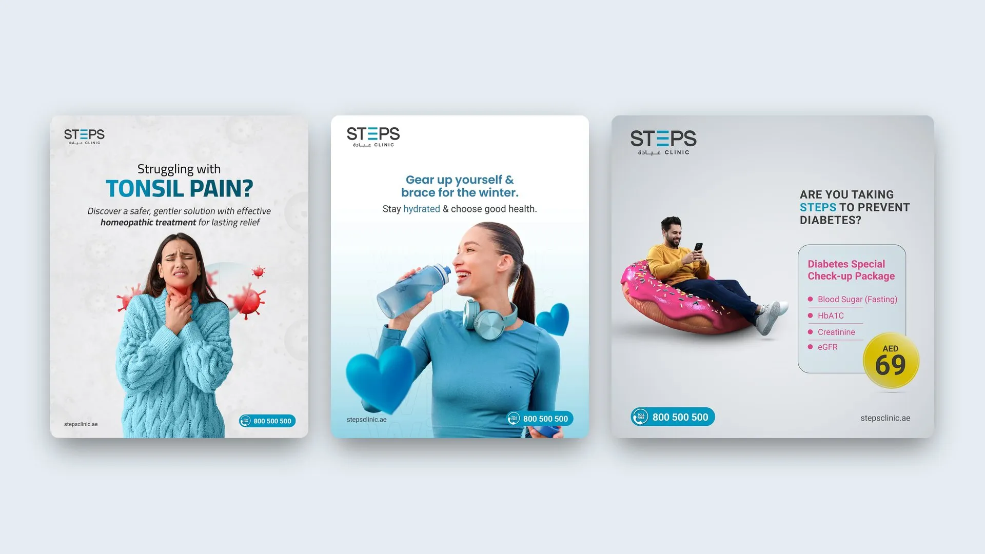 Three STEPS Clinic social posts