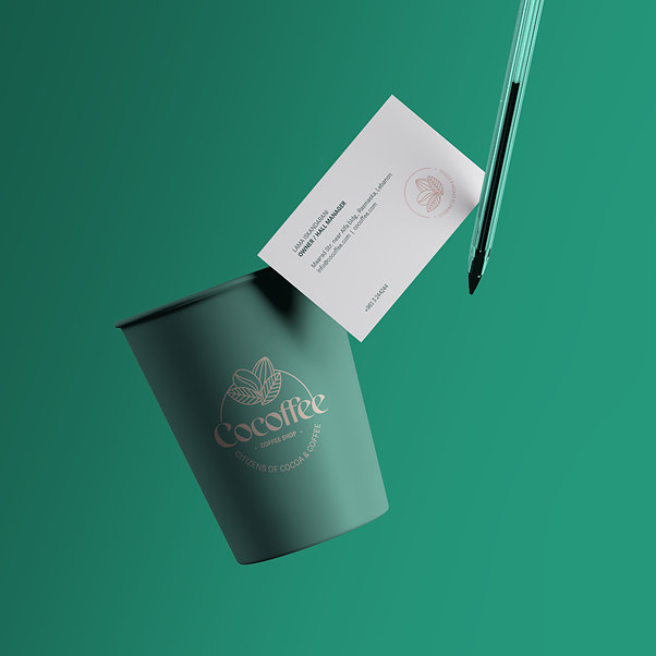 Cocoffee cup and business card